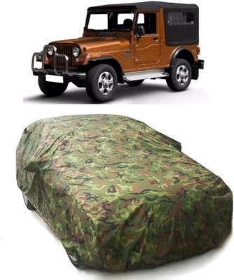 Gargi Traders Car Cover For Mahindra Jeep (With Mirror Pockets)(Blue, Green)