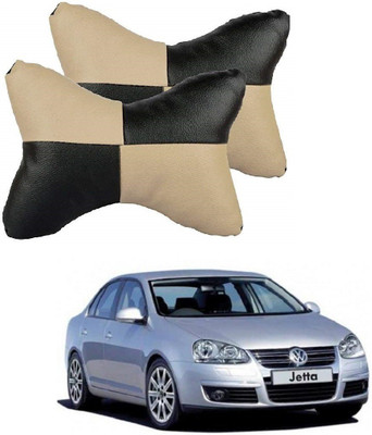 KOZDIKO Beige, Black Leatherite Car Pillow Cushion for Volkswagen(Rectangular, Pack of 2)