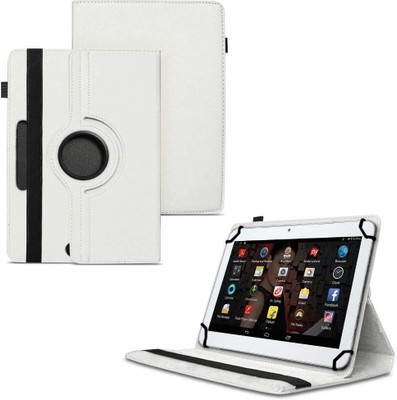 TGK Flip Cover for IBALL Slide 3G 1026-Q18 (10.1 inch) Tablet / Rotating Leather Stand Case(White, Shock Proof)