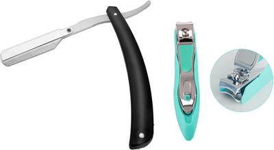Angel Infinite Straight Razor and Nail Clipper Set Stainless Steel Deluxe Fingernail(2 Items in the set)