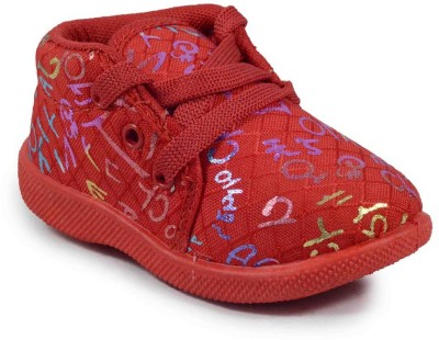 J0YJ0 Boys & Girls Lace Casual Boots(Red, 6-9 months)