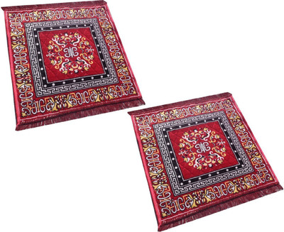 KARTIKEY Velvet Prayer Mat(Red, Pack of 2, Free)