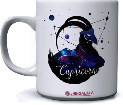 Jhingalala Capricorn Zodiac Sign Printed Ceramic Coffee Mug(350 ml)