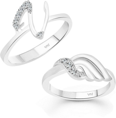 VIGHNAHARTA Women & Girls Combo Ring Alloy Crystal, Cubic Zirconia Rhodium Plated Ring Set