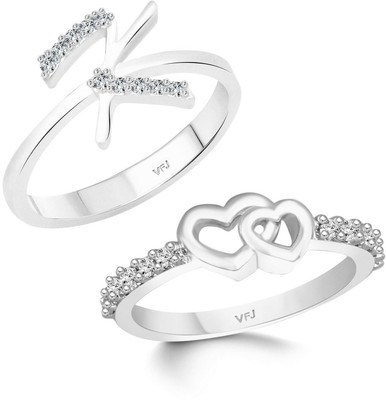 VIGHNAHARTA Women & Girls Combo Ring Alloy Crystal, Cubic Zirconia Rhodium Plated Ring Set