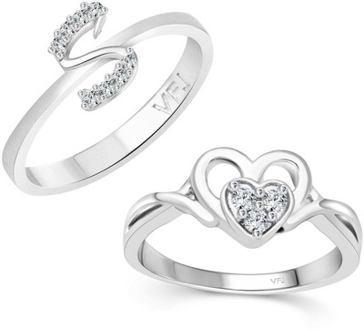 VIGHNAHARTA Women & Girls Combo Ring Alloy Crystal, Cubic Zirconia Rhodium Plated Ring Set