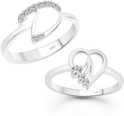 VIGHNAHARTA Women & Girls Combo Ring Alloy Crystal, Cubic Zirconia Rhodium Plated Ring Set