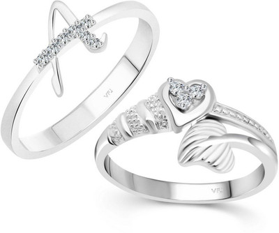 VIGHNAHARTA Women & Girls Combo Ring Alloy Crystal, Cubic Zirconia Rhodium Plated Ring Set