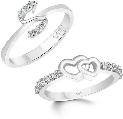 VIGHNAHARTA Women & Girls Combo Ring Alloy Crystal, Cubic Zirconia Rhodium Plated Ring Set