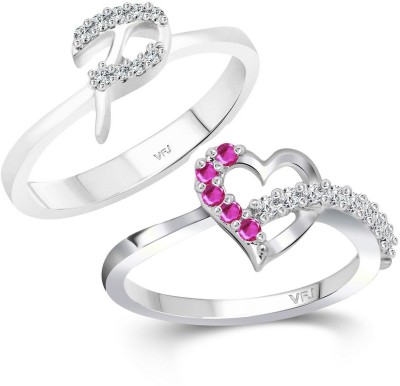 VIGHNAHARTA Women & Girls Combo Ring Alloy Crystal, Cubic Zirconia Rhodium Plated Ring Set