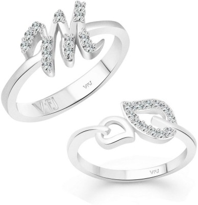 VIGHNAHARTA Women & Girls Combo Ring Alloy Crystal, Cubic Zirconia Rhodium Plated Ring Set