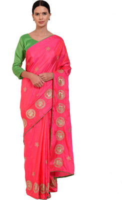 Divastri Solid/Plain Bollywood Silk Blend Saree(Pink)