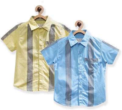 Tonyboy Boys Striped, Solid Casual Multicolor Shirt(Pack of 2)