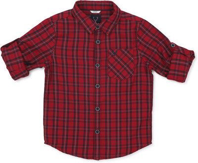 Allen Solly Boys Checkered Casual Maroon Shirt