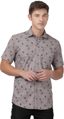 ZEAL Men Printed Casual Grey Shirt