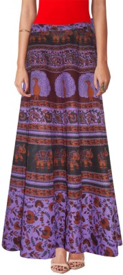 Sttoffa Printed Women Wrap Around Purple Skirt