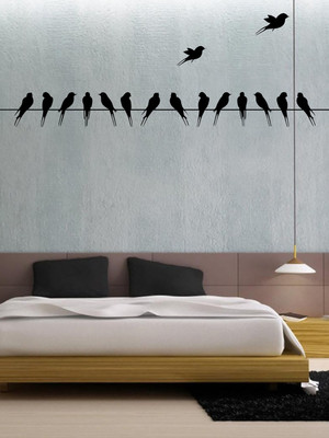 ALLURE 219 cm Many Birds on Wire Self Adhesive Sticker(Pack of 1)