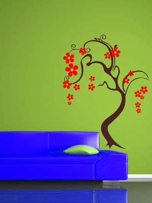 ALLURE 78 cm Curvy Tree Self Adhesive Sticker(Pack of 1)