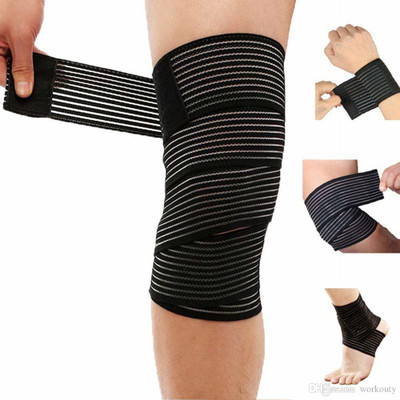 Leosportz Weightlifting sports knee brace wraps winding compression knee support Knee Support(Black)
