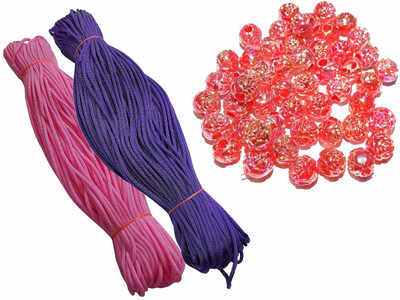 CHL TWO COLOR SOFT LOVELY CORDS AND 100 RED ROSE BEADS SET