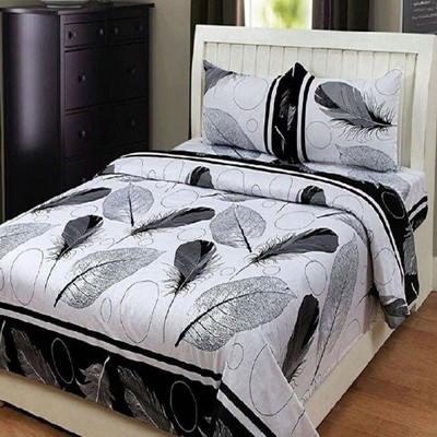 Muskan Collection 210 TC Cotton Double 3D Printed Flat Bedsheet(Pack of 1, Multicolor)