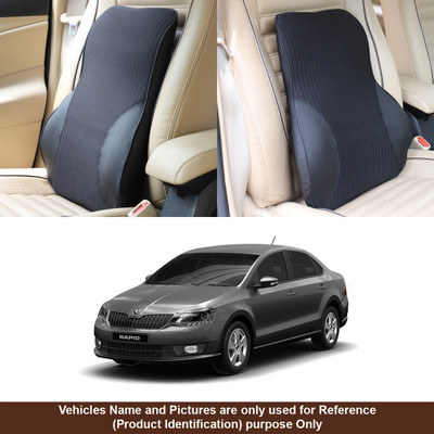 Oshotto Black Fabric Car Pillow Cushion for Skoda(Rectangular, Pack of 1)
