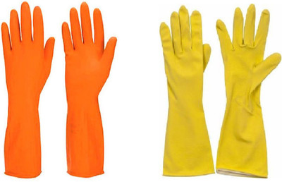 Astyler Waterproof, Latex Reusable Multi-Purpose House Hold Cleaning Gloves Long Sleeve Glove, Warm Dishwashing Glove, Water Dust Stop Cleaning Rubber Gloves- 2 Pair Wet and Dry Glove Set(Free Size Pack of 4)