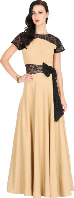 Raas Women Gown Black, Beige Dress