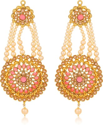 Sukkhi Gold Plated Floral Pearl Dangle Earring For Women Pearl Alloy Drops & Danglers