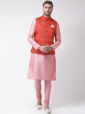 DEYANN Men Kurta Churidar Ethnic Jacket Set