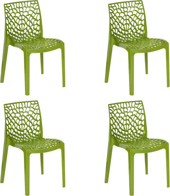 Supreme Web for Home & Garden Plastic Outdoor Chair(Mehandi Green, Set of 4, Pre-assembled)