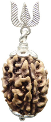 Suruchi Gems & Jewels Certified Natural Three Mukhi (3 face) Rudraksha With Lab Tested Certificate 925 Sterling Silver Wood Pendant