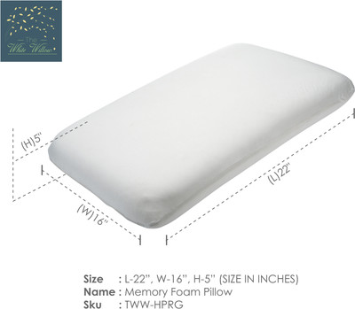 The White Willow Regular Sleeping Bed Pillow Memory Foam Solid Sleeping Pillow Pack of 1(Off White)