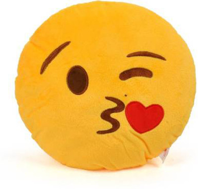 Vkdesigns Microfibre Smiley Cushion Pack of 1(Yellow)