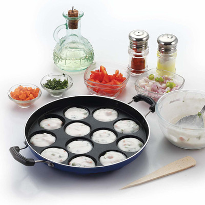 Sahas _Grill-1 Paniarakkal with Lid 12 L capacity 23 cm diameter(Aluminium, Non-stick)