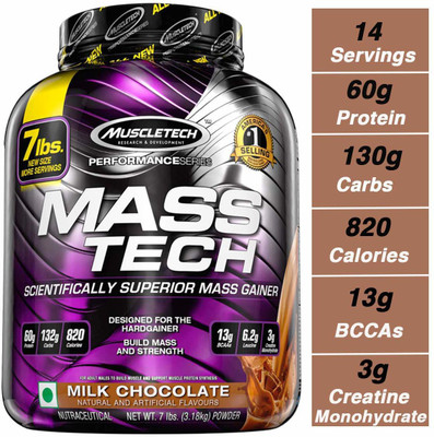 Muscletech Performance Series Masstech Weight Gainers/Mass Gainers(3.18 kg, Milk Chocolate)