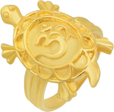 MissMister Gold plated OM on Tortoise Vastu Fengshui good luck Fashion Brass Gold Plated Ring