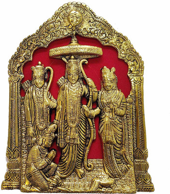 Collectible India Ram Darbar Idol Wall Hanging Showpiece - Metal Ram Darbar Table Top Showpiece Decorative Showpiece - 21 cm(Aluminium, Gold, Red)