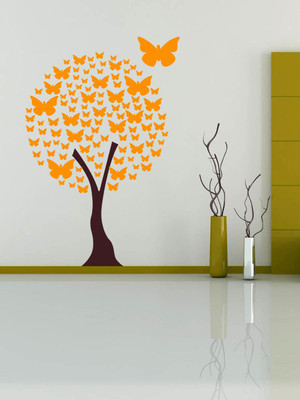 ALLURE 95 cm butterfly tree Self Adhesive Sticker(Pack of 1)
