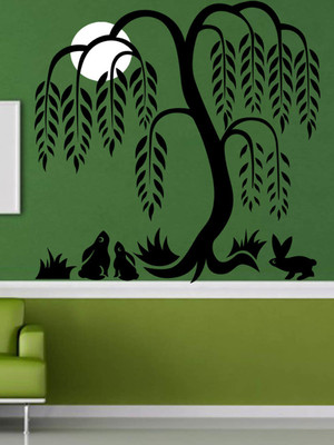 ALLURE 60 cm Tree with moon Self Adhesive Sticker(Pack of 1)
