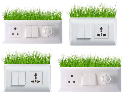 Decals Sticker 1225 cm Wall Stickers 'Beautiful Grass' Light Switches - Set of 4 Self Adhesive Sticker(Pack of 1)