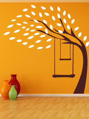 ALLURE 64 cm Tree With Swings Self Adhesive Sticker(Pack of 1)
