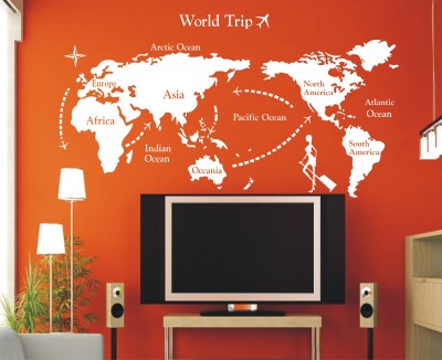 INDIA WALL STICKER 101 cm India World Map Wall Decal & Sticker Removable Sticker(Pack of 1)
