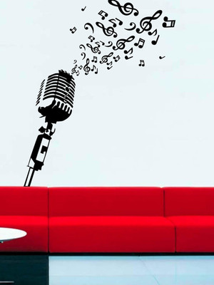 ALLURE 60 cm Retro Microphone Self Adhesive Sticker(Pack of 1)