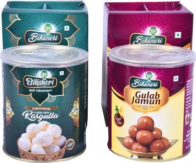 yfp bikaneri Special Rasgulla Gulab Jamun Combo 1+1 Kg Tin(2 x 1000 g)