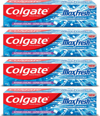 Colgate Maxfresh Blue Gel Peppermint Ice Toothpaste(150 g, Pack of 4)