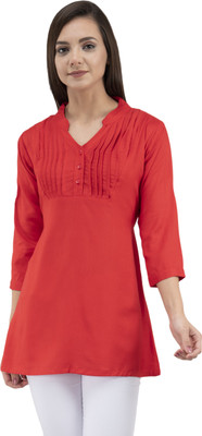 Aditii's Mantra Casual Regular Sleeve Solid Women Red Top