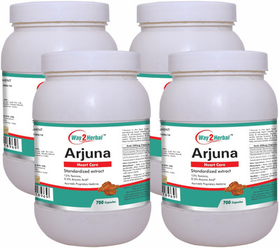 Way2Herbal Arjuna 700 Capsules Value Pack of 4(Pack of 4, 2800 Capsules)