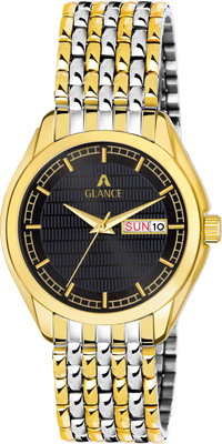 Aglance 1578BM02 Blackn Dial Silver gold Analog Watch  - For Men