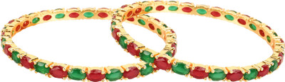 myGaonwala Copper Ruby Gold-plated Bangle Set(Pack of 2)
